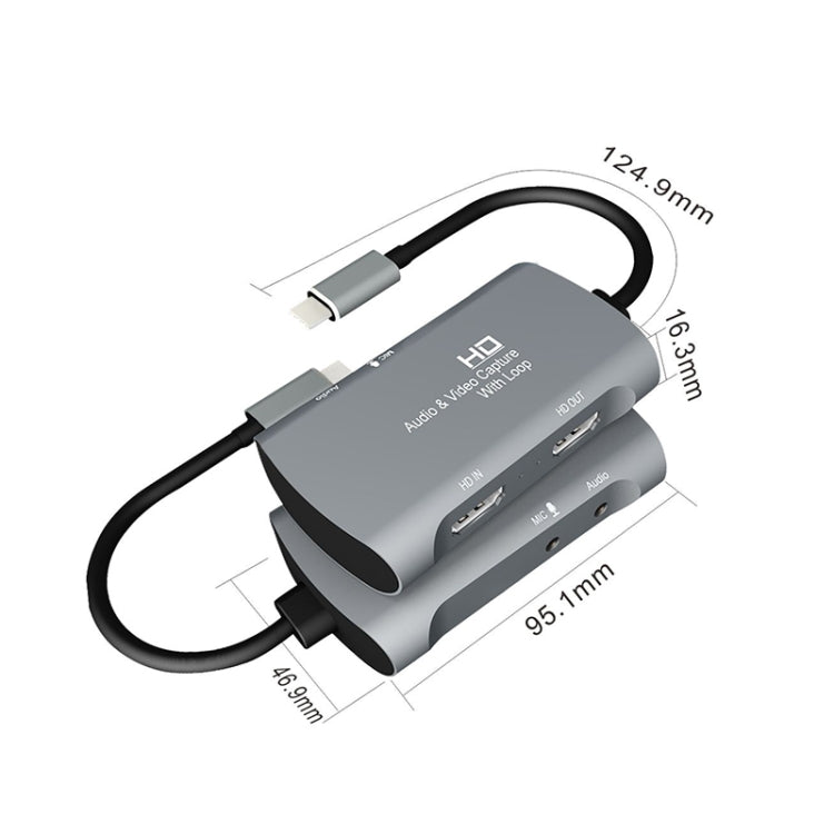 Z30A HDMI Female + Mic to HDMI Female + Audio + USB-C / Type-C Video Capture Box, Z30A