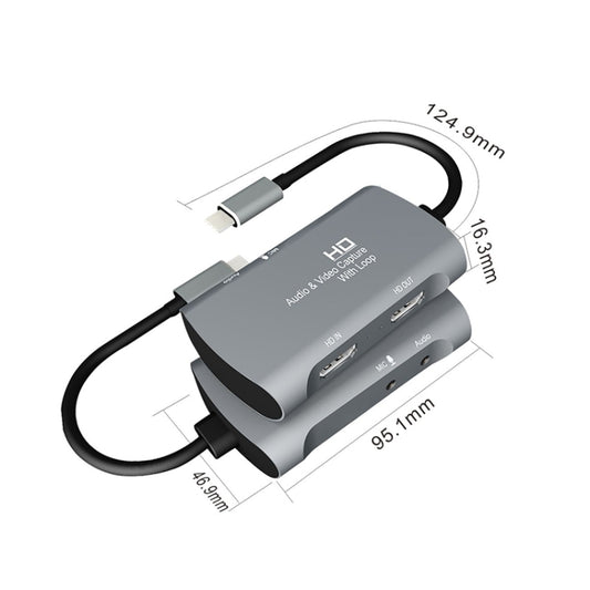 Z30A HDMI Female + Mic to HDMI Female + Audio + USB-C / Type-C Video Capture Box, Z30A