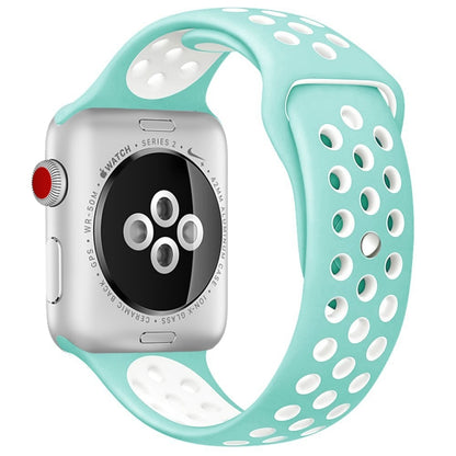 For Apple Watch Series 10 42mm / 9&8&7 41mm / SE 3&SE 2&6&SE&5&4 40mm / 3&2&1 38mm Fashionable Classical Silicone Sport Watch Band(Grey White), WA1230A, WA1230B, WA1230BG, WA1230BH, WA1230BL, WA1230BM, WA1230BR, WA1230BY, WA1230C, WA1230D, WA1230DW    ...