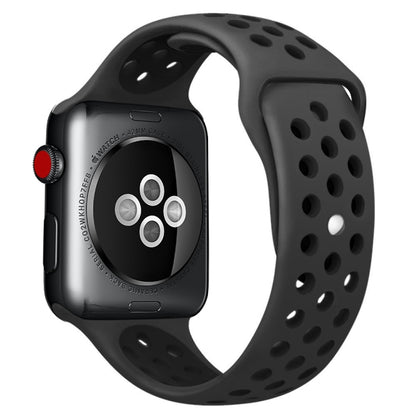 For Apple Watch Series 10 42mm / 9&8&7 41mm / SE 3&SE 2&6&SE&5&4 40mm / 3&2&1 38mm Fashionable Classical Silicone Sport Watch Band(Grey White), WA1230A, WA1230B, WA1230BG, WA1230BH, WA1230BL, WA1230BM, WA1230BR, WA1230BY, WA1230C, WA1230D, WA1230DW    ...