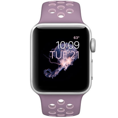 For Apple Watch Series 10 42mm / 9&8&7 41mm / SE 3&SE 2&6&SE&5&4 40mm / 3&2&1 38mm Fashionable Classical Silicone Sport Watch Band(Grey White), WA1230A, WA1230B, WA1230BG, WA1230BH, WA1230BL, WA1230BM, WA1230BR, WA1230BY, WA1230C, WA1230D, WA1230DW    ...
