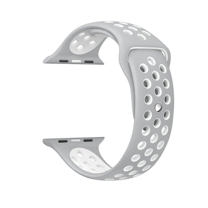 For Apple Watch Series 10 42mm / 9&8&7 41mm / SE 3&SE 2&6&SE&5&4 40mm / 3&2&1 38mm Fashionable Classical Silicone Sport Watch Band(Grey White), WA1230A, WA1230B, WA1230BG, WA1230BH, WA1230BL, WA1230BM, WA1230BR, WA1230BY, WA1230C, WA1230D, WA1230DW    ...
