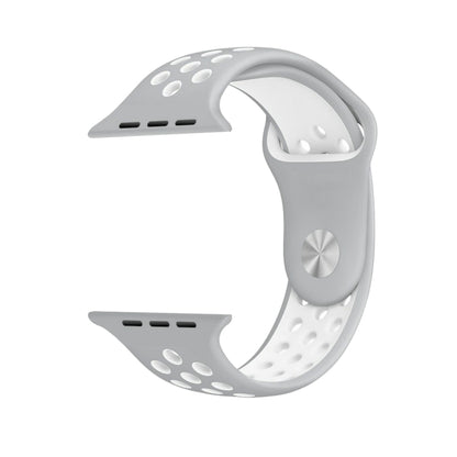 For Apple Watch Series 10 42mm / 9&8&7 41mm / SE 3&SE 2&6&SE&5&4 40mm / 3&2&1 38mm Fashionable Classical Silicone Sport Watch Band(Grey White), WA1230A, WA1230B, WA1230BG, WA1230BH, WA1230BL, WA1230BM, WA1230BR, WA1230BY, WA1230C, WA1230D, WA1230DW    ...