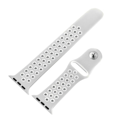 For Apple Watch Series 10 42mm / 9&8&7 41mm / SE 3&SE 2&6&SE&5&4 40mm / 3&2&1 38mm Fashionable Classical Silicone Sport Watch Band(Grey White), WA1230A, WA1230B, WA1230BG, WA1230BH, WA1230BL, WA1230BM, WA1230BR, WA1230BY, WA1230C, WA1230D, WA1230DW    ...