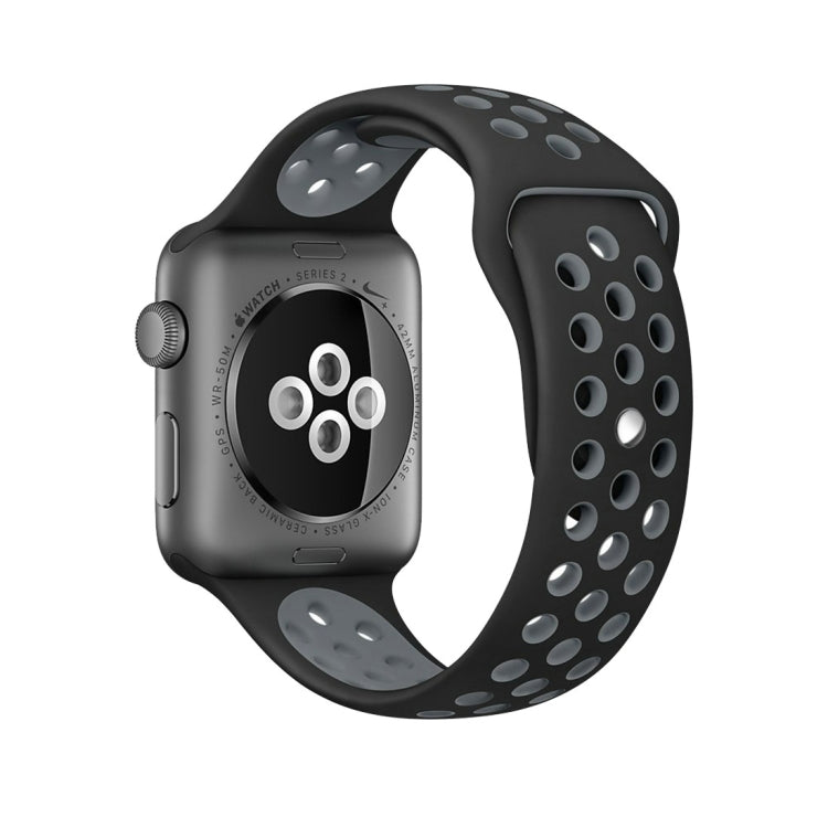 For Apple Watch Ultra 49mm&Watch Ultra 2 49mm / Series 10 46mm / 9&8&7 45mm / SE 3&SE 2&6&SE&5&4 44mm / 3&2&1 42mm Fashionable Classical Silicone Sport Watch Band(Grey Yellow), WA1231A, WA1231B, WA1231BG, WA1231BH, WA1231BL, WA1231BM, WA1231BR, WA1231B...