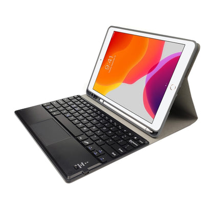 RK109C Detachable Magnetic Plastic Bluetooth Keyboard with Touchpad + Silk Pattern TPU Tablet Case for iPad Air 2020, with Pen Slot & Bracket, RK109C